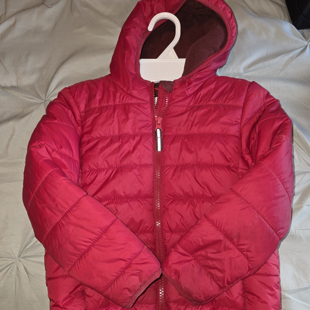 Cat & Jack Vibrant Red Hooded Puffer Jacket